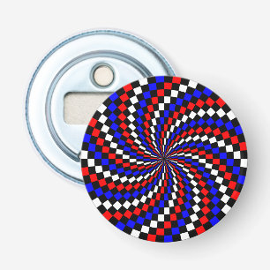 Red White Blue Schachbrett Spiral von Kenneth Yonc Flaschenöffner