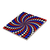 Red White Blue Schachbrett Spiral von Kenneth Yonc Fliese (Seite)