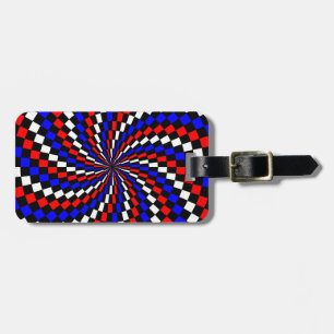 Red White Blue Schachbrett Spiral von Kenneth Yonc Gepäckanhänger
