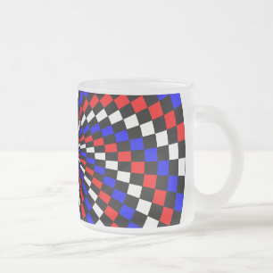 Red White Blue Schachbrett Spiral von Kenneth Yonc Mattglastasse