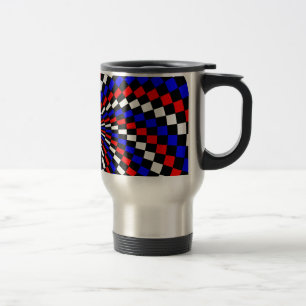 Red White Blue Schachbrett Spiral von Kenneth Yonc Reisebecher