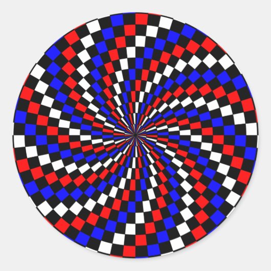 Red White Blue Schachbrett Spiral von Kenneth Yonc Runder Aufkleber (Vorderseite)