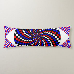 Red White Blue Schachbrett Spiral von Kenneth Yonc Seitenschläferkissen