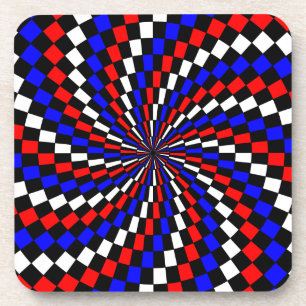 Red White Blue Schachbrett Spiral von Kenneth Yonc Untersetzer