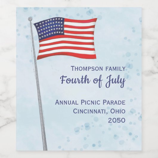 Red White Blue Simple American Flag Weinetikett (Einzelnes Label)