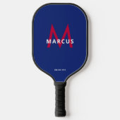 Red White Blue Simple Modern Monogram Pickleball Schläger (Vorderseite)
