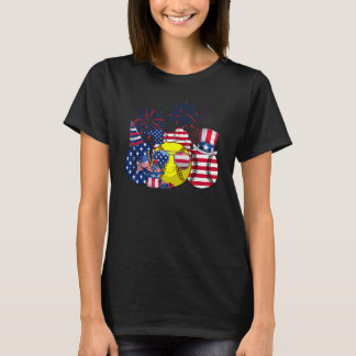 Red White Blue Softball Ball American Flag 4. T-Shirt