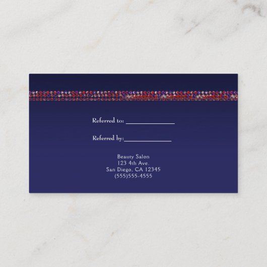 Red White & Blue Sparkle Sequins Freundschaftswerb Empfehlungskarte (Rückseite)