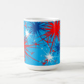 Red White Blue Sparks Patriotic Fireworks Holiday Kaffeetasse (Mittel)