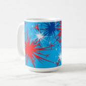 Red White Blue Sparks Patriotic Fireworks Holiday Kaffeetasse (Vorderseite Links)