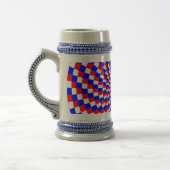 Red White Blue Spiral von Kenneth Yoncich Bierglas (Links)