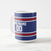 Red White Blue Sports Jersey Individuelle Name Num Kaffeetasse (Vorderseite Links)