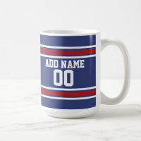 Red White Blue Sports Jersey Individuelle Name Num
