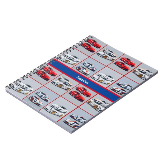 Red White Blue Sporty Sports Cars Teen Journal Notizblock (Linke Seite)