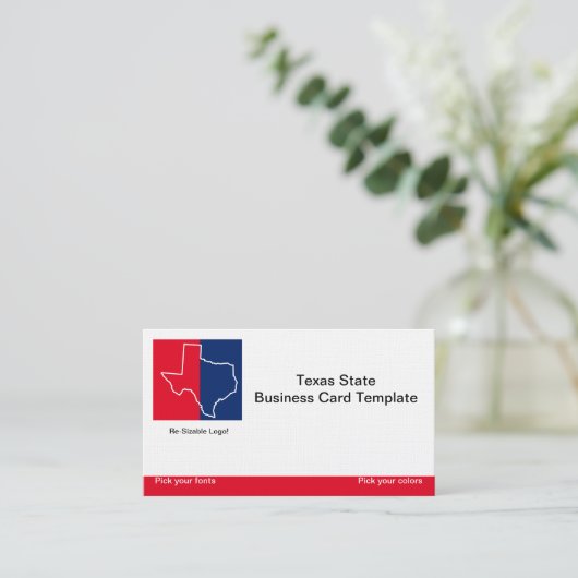 Red, White Blue Staat Texas Logo Visitenkarte (Stehend Vorderseite)