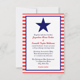 Red White & Blue Star - 3x5 Einladung zur Hochzeit