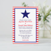 Red White & Blue Star - 3x5 Einladung zur Hochzeit (Stehend Vorderseite)