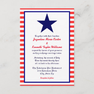 Red White & Blue Star - 3x5 Einladung zur Hochzeit