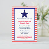 Red White & Blue Star - 3x5 Party Einladung (Stehend Vorderseite)