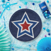 Red, White & Blue Star 4. Juli Glitzer Pappteller (Party)