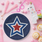 Red, White & Blue Star 4. Juli Glitzer Pappteller (Party)