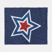 Red, White, Blue Star 4. Juli Glitzer Picnic Fleecedecke (Vorderseite (Horizontal))