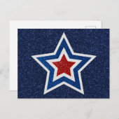 Red, White & Blue Star 4. Juli Glitzer Postkarte (Vorne/Hinten)
