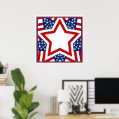 Red White & Blue Star Design zum Hinzufügen von Te Poster (Heimbüro)
