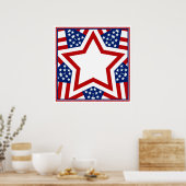 Red White & Blue Star Design zum Hinzufügen von Te Poster (Küche)