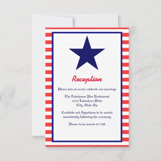 Red White & Blue Star - Empfang Einladung (Vorderseite)