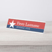 Red White Blue Star Individuelle Name Titel Schreibtischnamensplakette (Vorderseite )