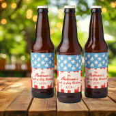 Red White & Blue Star & Stripe Familienname Barbec Bierflaschenetikett