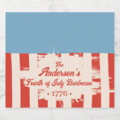 Red White & Blue Star & Stripe Familienname Barbec Bierflaschenetikett (Einzelnes Label)