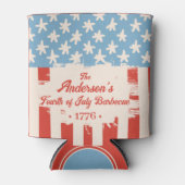 Red White & Blue Star & Stripe Familienname Barbec Dosenkühler (Vorderseite)