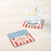 Red White & Blue Star & Stripe Familienname Barbec Rechteckiger Pappuntersetzer (Vor Ort)