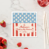 Red White & Blue Star & Stripe Familienname Barbec Serviette (Beispiel)