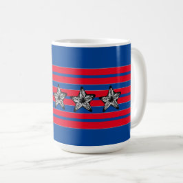 Red White Blue Starfish n Stripes Patriotic Kaffeetasse
