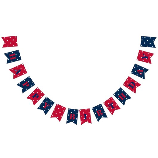 Red White Blue Stars 4. Juli Geburtstagsparty Wimpelkette (Alle)