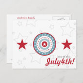 Red White & Blue Stars 4. Juli Postkarten (Vorne/Hinten)