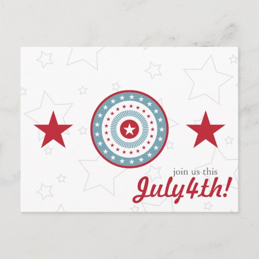 Red White & Blue Stars 4. Juli Postkarten (Vorderseite)