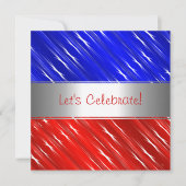 Red White Blue Stars Abstraktes Party Event Einlad Einladung (Vorderseite)