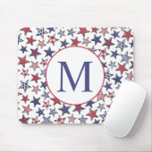 Red White Blue Stars America Patriotic Monogram Mousepad (Mit Mouse)