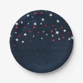Red White & Blue Stars Denim Custom Party Pappteller (Vorderseite)