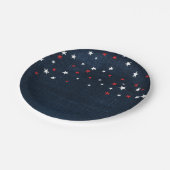 Red White & Blue Stars Denim Custom Party Pappteller (Schrägansicht)