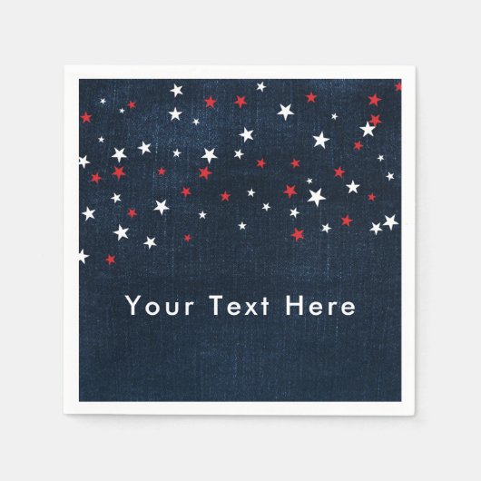 Red White & Blue Stars Denim Custom Party Serviette (Vorderseite)