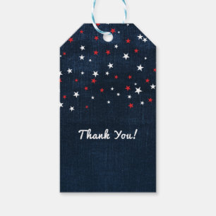 Red White & Blue Stars Denim Gastgeschenk Geschenkanhänger