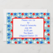Red White & Blue Stars Einladung (Rückseite)