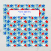 Red White & Blue Stars Einladung (Vorne/Hinten)
