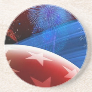 Red White Blue Stars & Fireworks Sandstone Unterse Sandstein Untersetzer