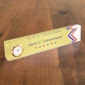 Red White Blue / Stars (Ihr Name) Gold Hintergrund Namensplakette (Seite)